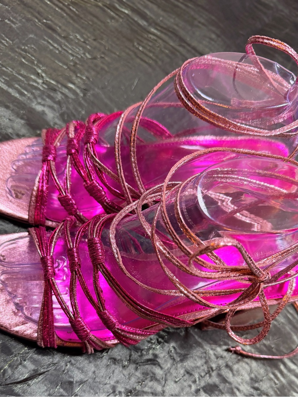 Circus by Sam Edelman “Jocelyn” Multi Pink Colorway Strappy Lace-Up Ankle Heels. - Picture 5 of 7
